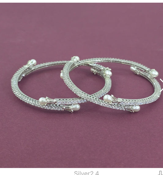 Classic Bangles with Rhodium Plating