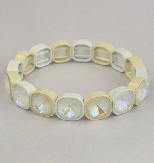 Western Stretchable White colored Bracelet