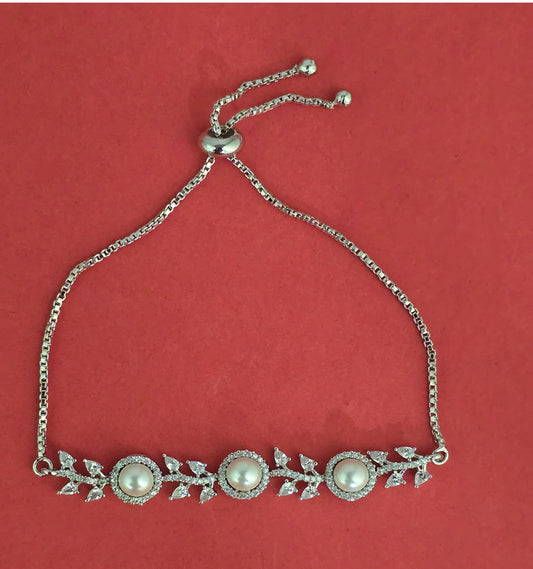 Adjustable Bracelet With 2 Tone Rhodium Plating