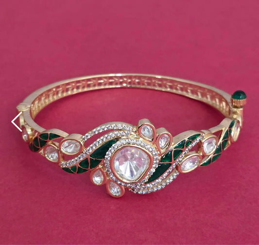 Kundan Openable Kada with Carat Gold Plating