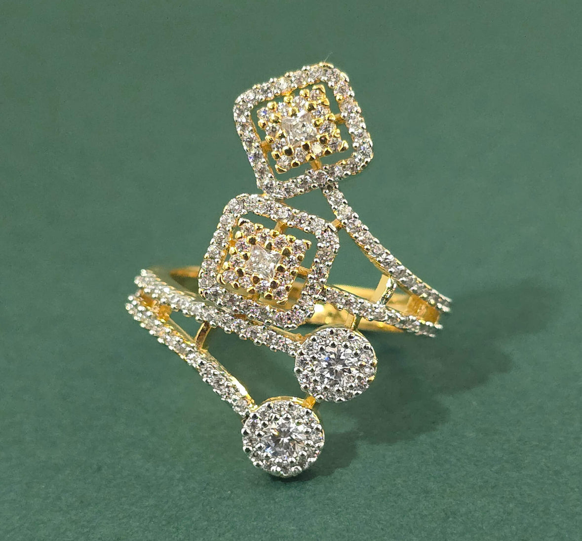 Adjustable Ring with 2 Tone Rhodium Plating