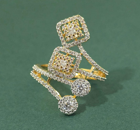 Adjustable Ring with 2 Tone Rhodium Plating