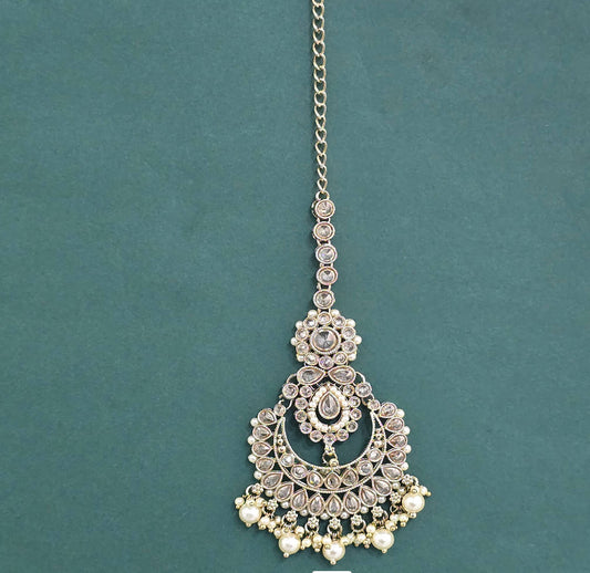 Antique Moti Tikka with Mehndi Plating