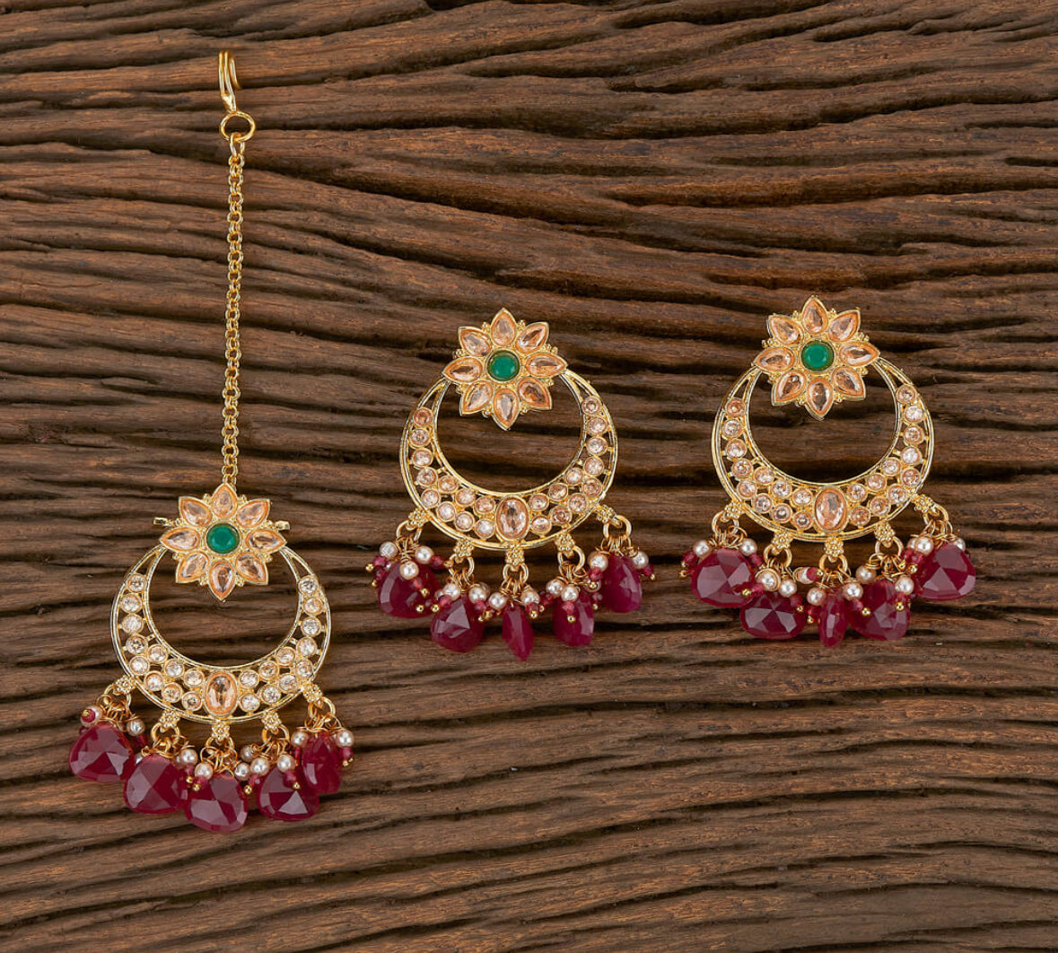 Antique Classic Earring and MangTikka with Gold Plating