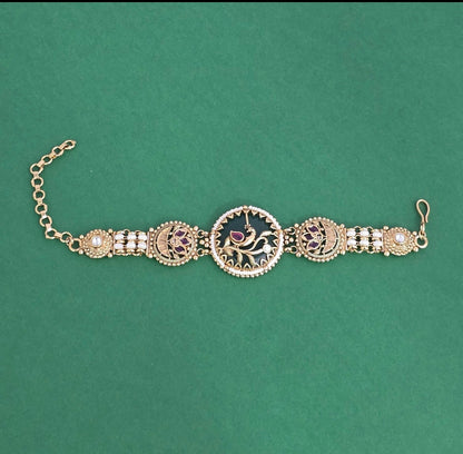 Royal Peacock Heritage Kundan Bracelet