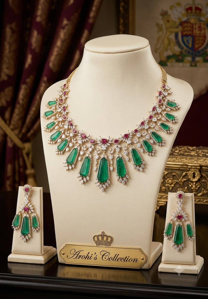 Windsor Emerald Set - Emerald Royale Statement Set with Zircon Brilliance