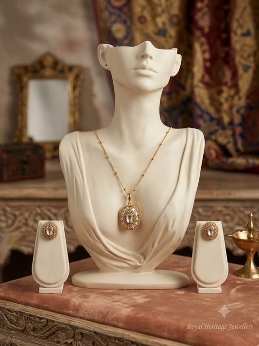 Elegant Oval Kundan Polki Gold Pendant