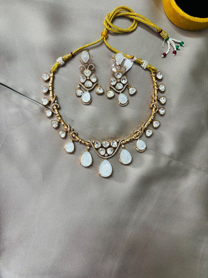 Elegant Pearl and Kundan Jewelry Set
