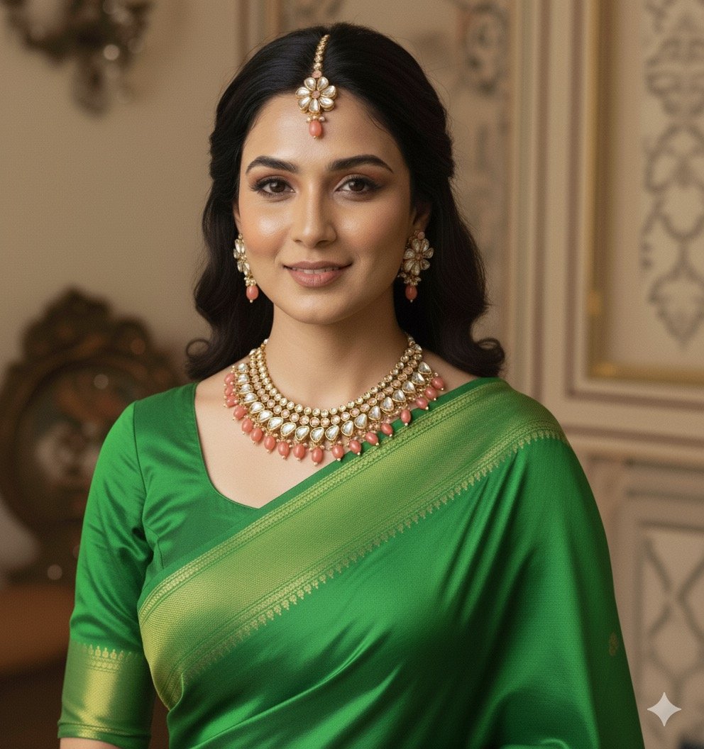 Premium Kundan with Meenakari Jewelry Set with Earrings