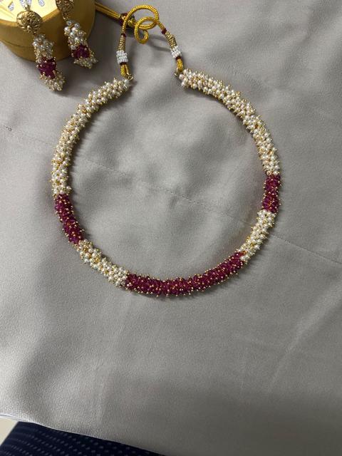 Elegant Onex Pearl and Red Beaded Jewelry Set