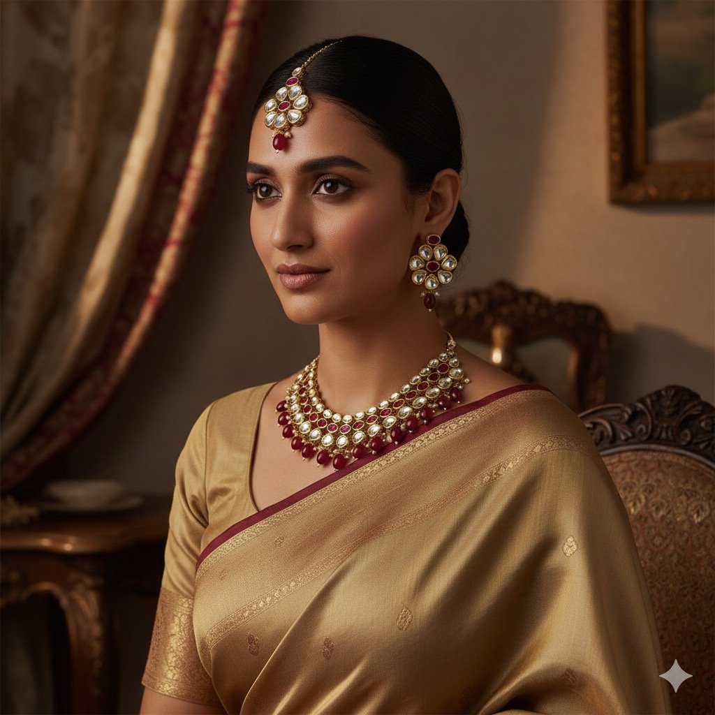 Premium Kundan Jewelry Set with Maang Tikka