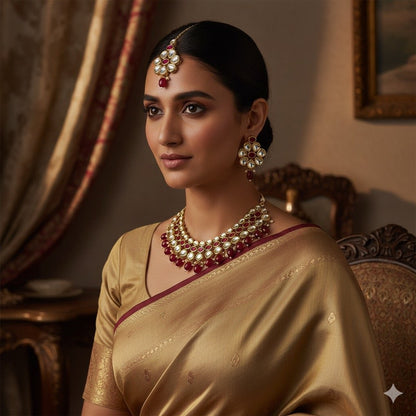 Premium Kundan Jewelry Set with Maang Tikka