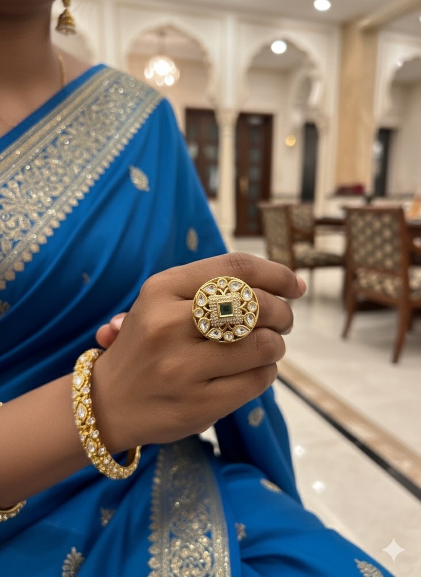 Kundan Ring and Bracelet Set