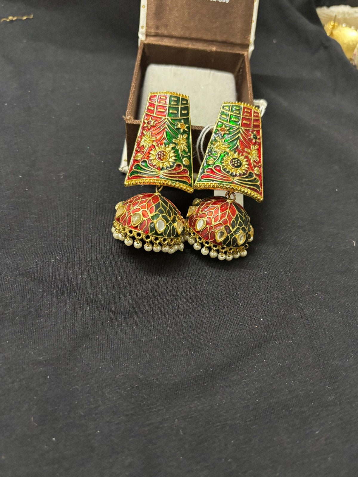 Vibrant Meenakari Jhumka Earrings