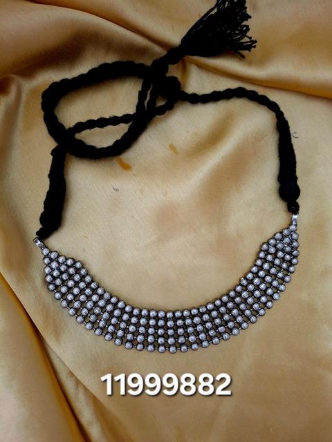 Elegant Oxidized Silver-Tone Necklace