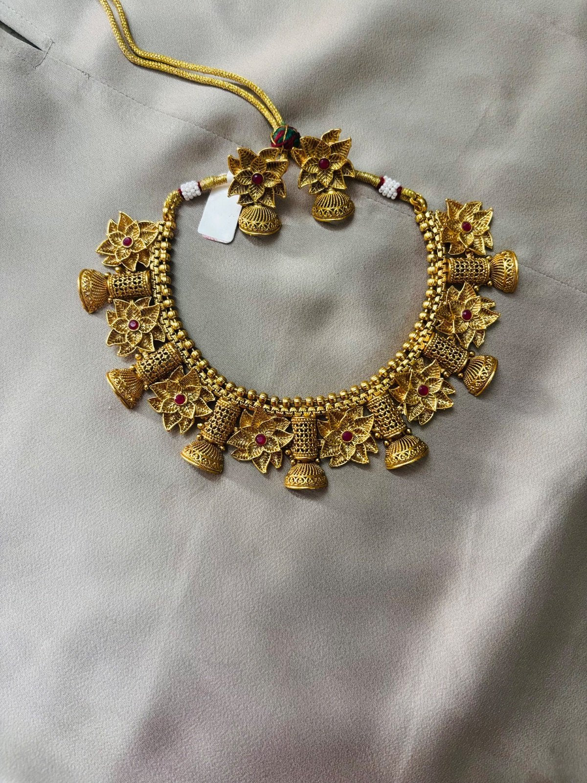 Antique Gold Plated Necklace and Earring Set