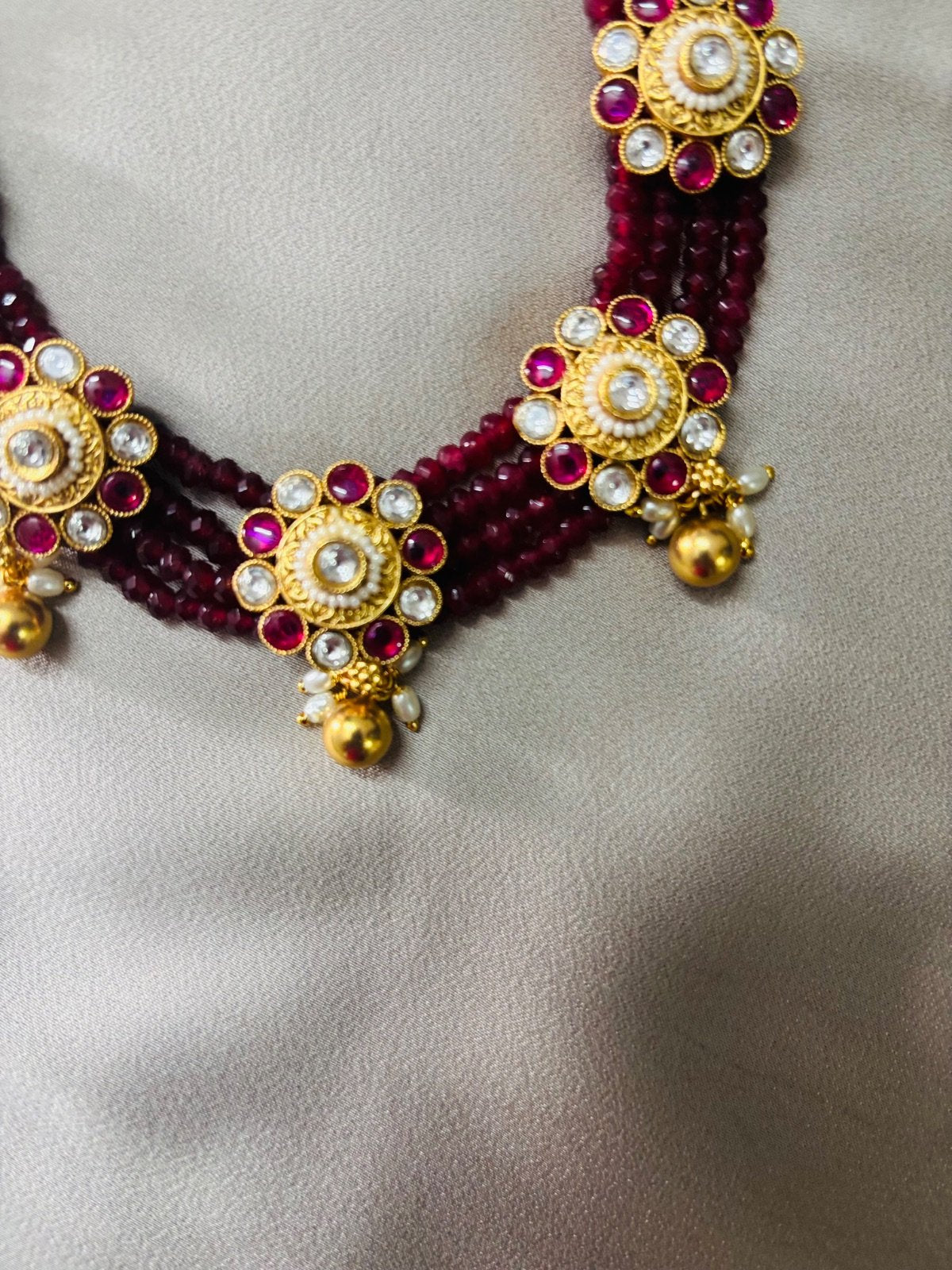 Elegant Beaded Necklace Set with Earrings