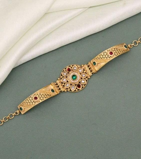 Antique Gold Plated Bracelet with Colorful Stones