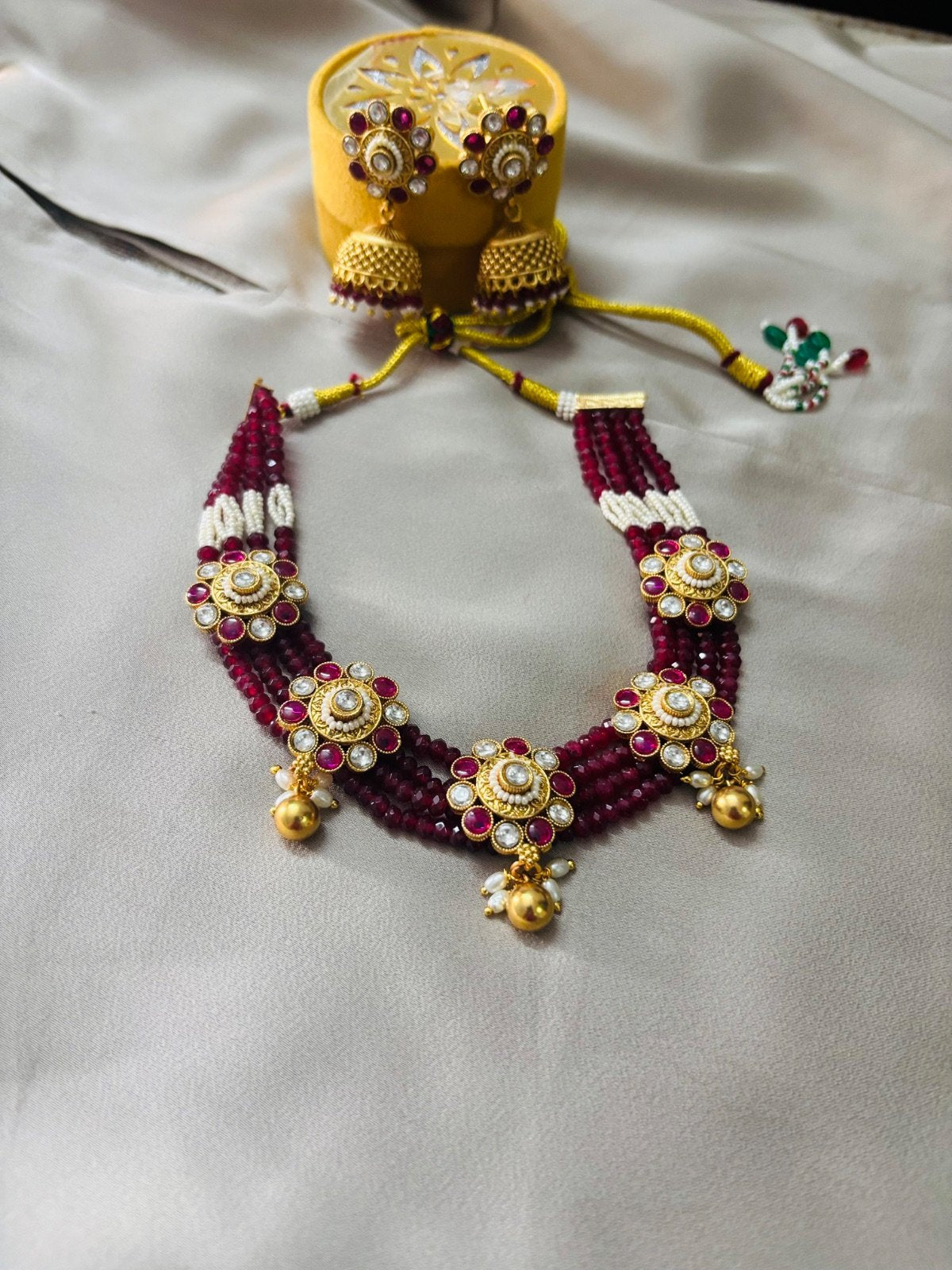 Elegant Beaded Necklace Set with Earrings