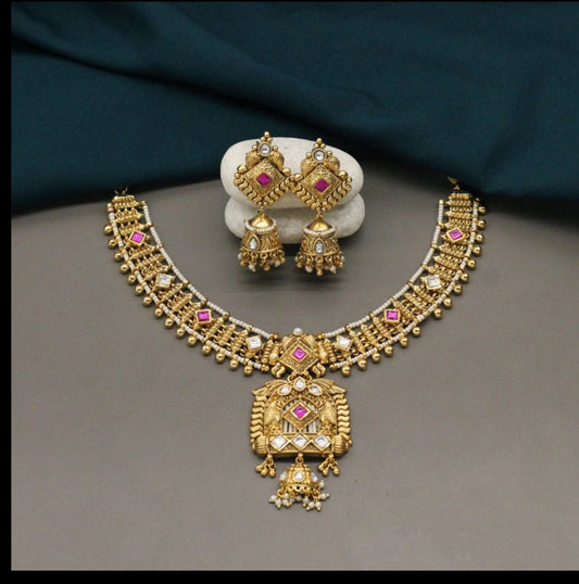 Traditional Antique Gold Plated Jewelry Set