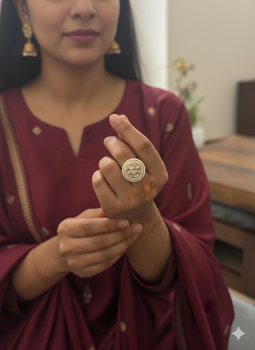 Kundan Ring with beads