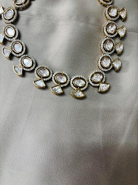 Kundan Necklace with American Diamond Accents
