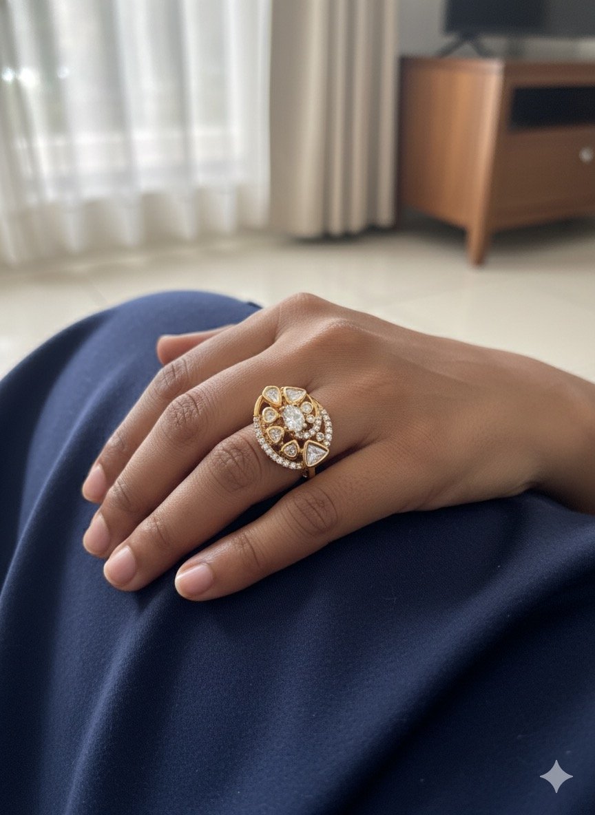 Elegant Kundan Statement Ring