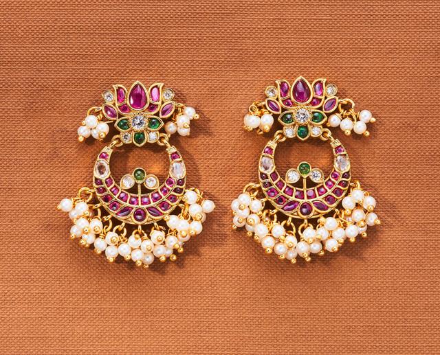 Kundan Polki Pearl Earrings
