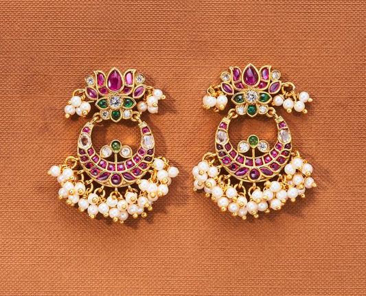 Kundan Polki Pearl Earrings