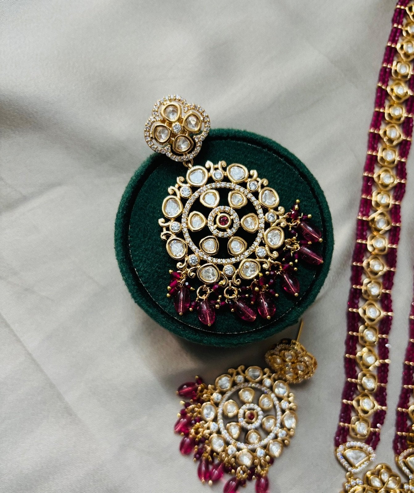 Moissanite Rani Haar Jewelry Set with Earrings