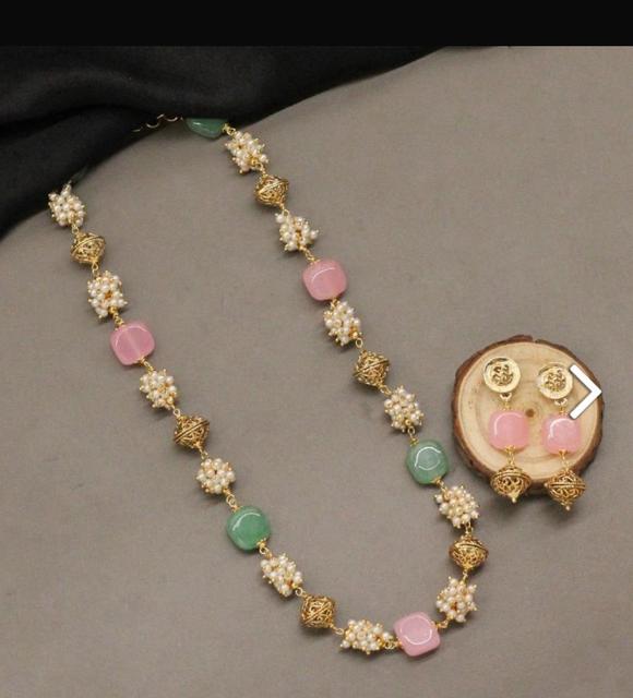 Elegant Pearl and Bead Mala Set