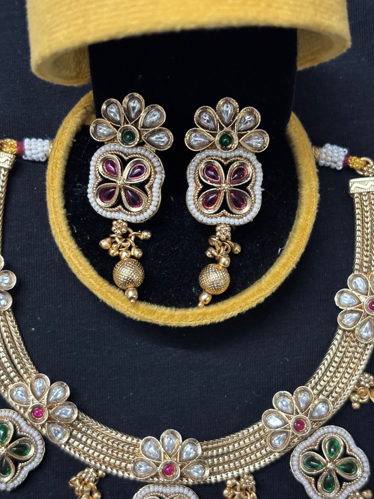 Elegant Meenakari Jewelry Set with Floral Motifs