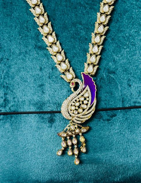 Ethnic Mossainite Peacock Jewelry Set with Earrings