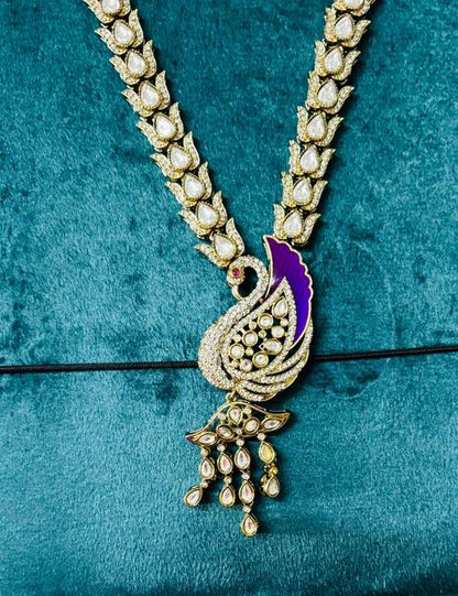 Ethnic Mossainite Peacock Jewelry Set with Earrings