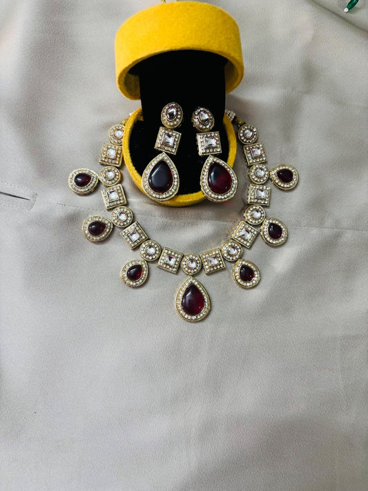 Kundan Set with Maroon coloured Doublets