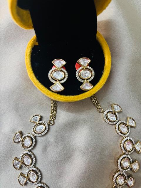 Kundan Necklace with American Diamond Accents