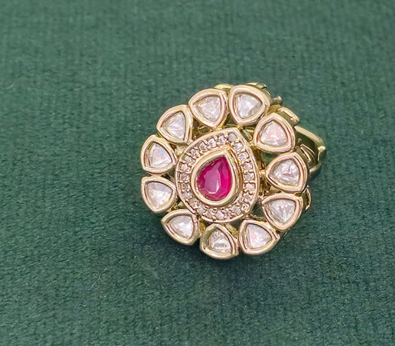 Rubi Kundan Floral Ring