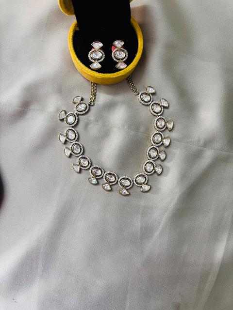 Kundan Necklace with American Diamond Accents