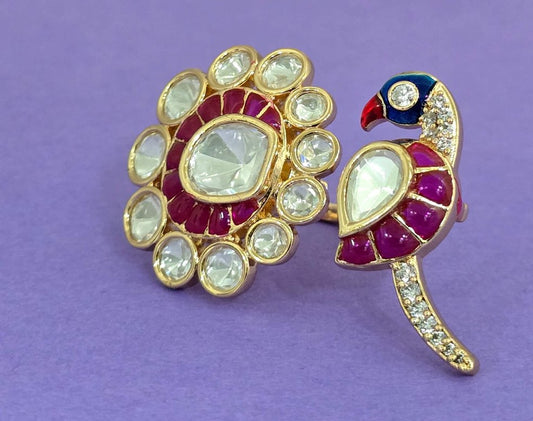 Designer Kundan Adjustable Ring Set