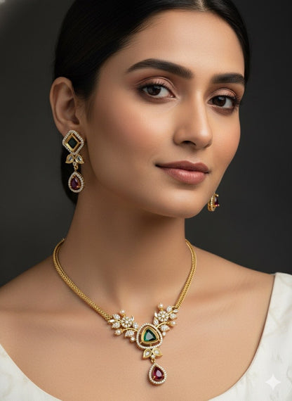 Light weighted Gold Finishing Jewelry Set with Earrings