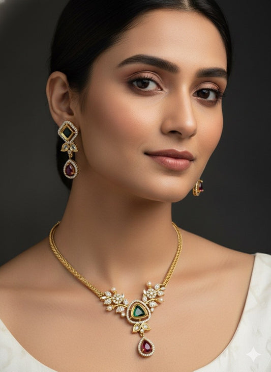 Light weighted Gold Finishing Jewelry Set with Earrings