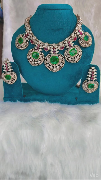 Padmavati Rubi and Emerald kundan polki Set