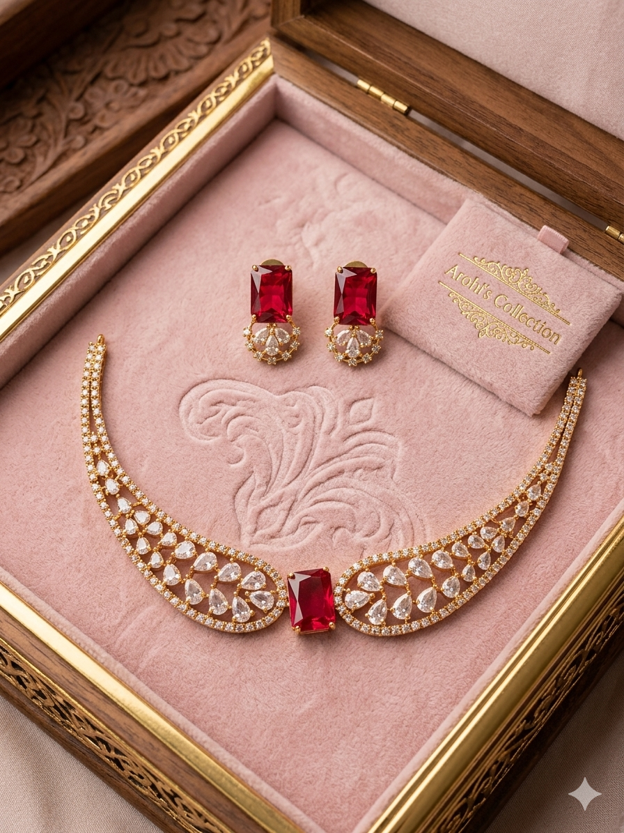 Archana - Royal Ruby Elegance Necklace Set