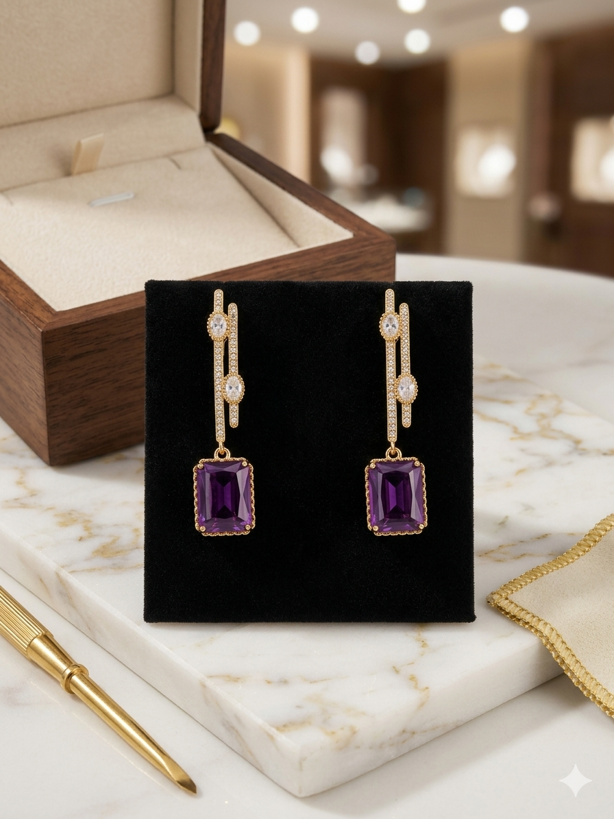 Imperial Velvet Amethyst Drop Earrings
