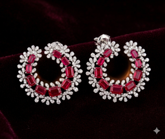 Cz Earrings with Rubi stone for premium look