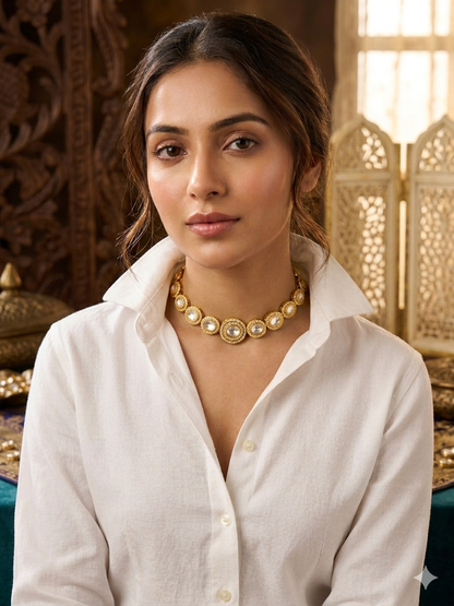 Anamika - Royal Golden Touch Polki Kundan One Liner Set for premium look
