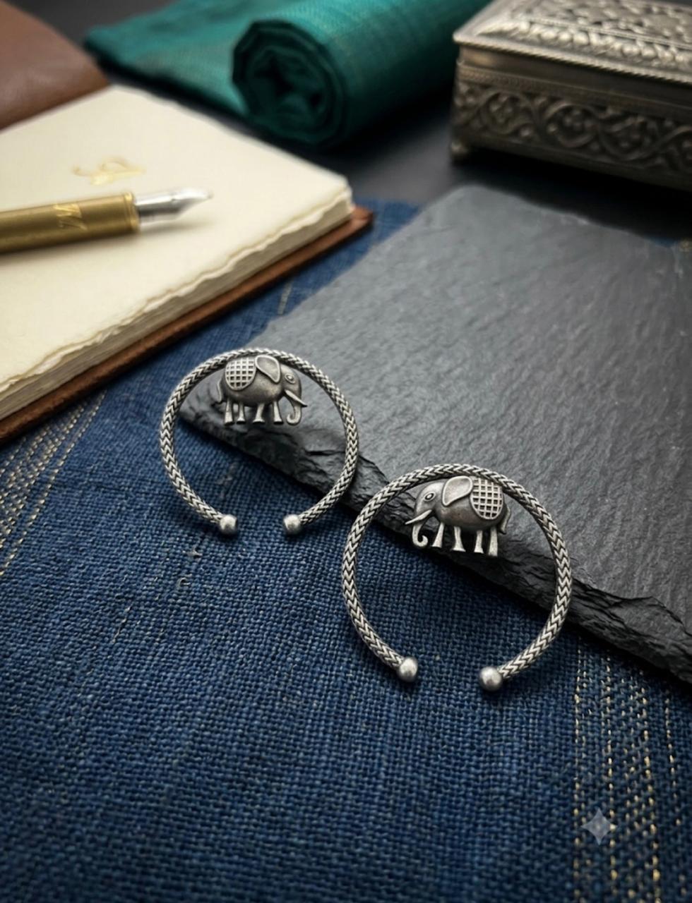 Oxidised Studs with Elephanta