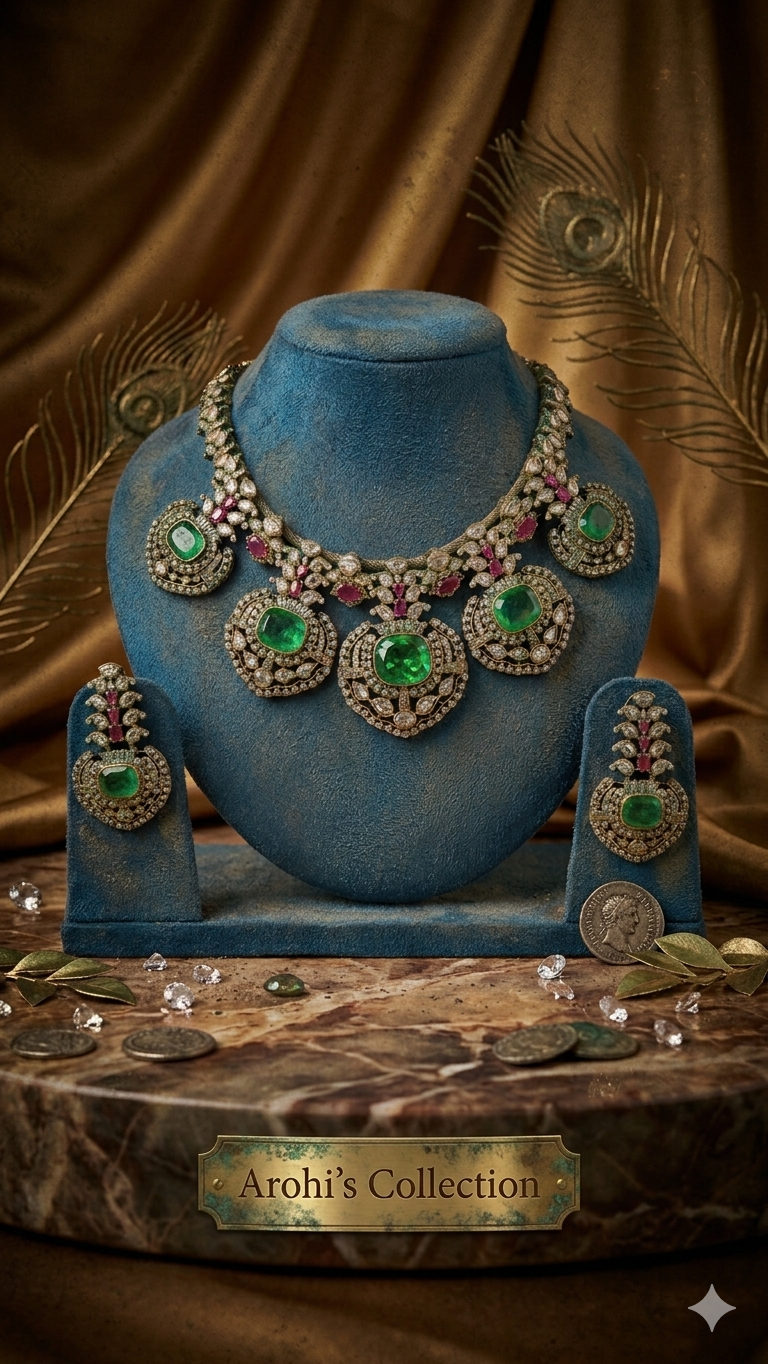 Padmavati Rubi and Emerald kundan polki Set