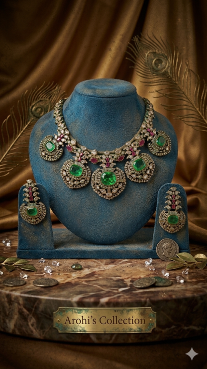 Padmavati Rubi and Emerald kundan polki Set