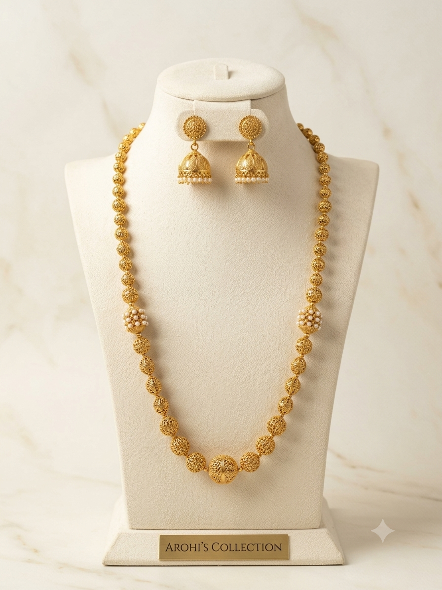Regal Pearl & Motifs Rani Haar with Antique Jhumkas